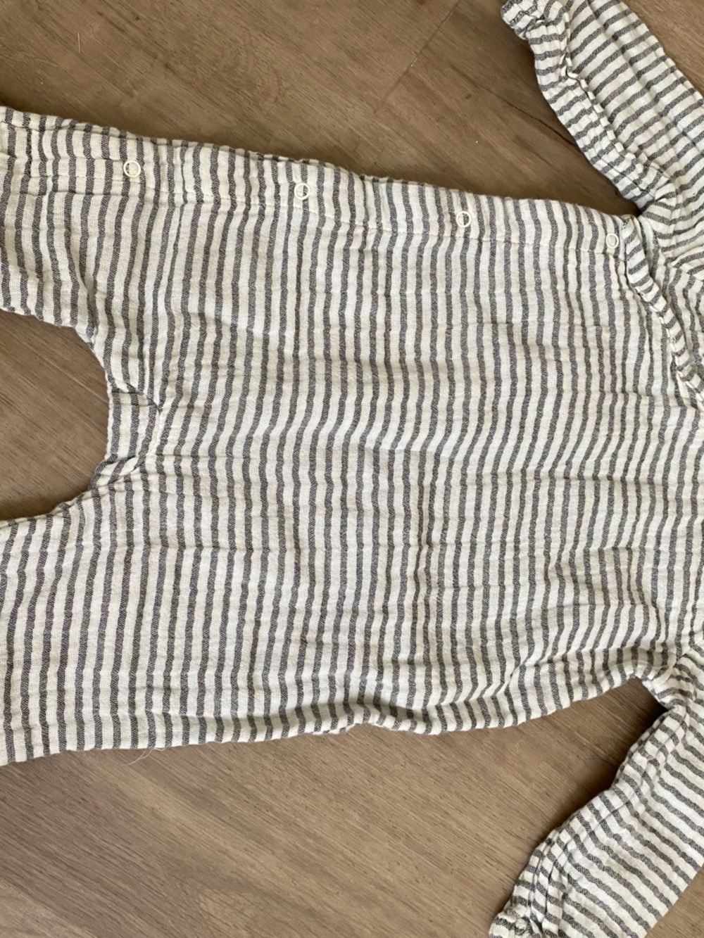 Old Navy Cream and Gray Striped Baby Romper
